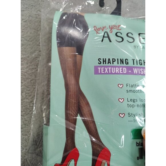 3 Spanx Assets Shaping Tights Size 3 Black Textured Wish Bone New - Picture 1 of 4